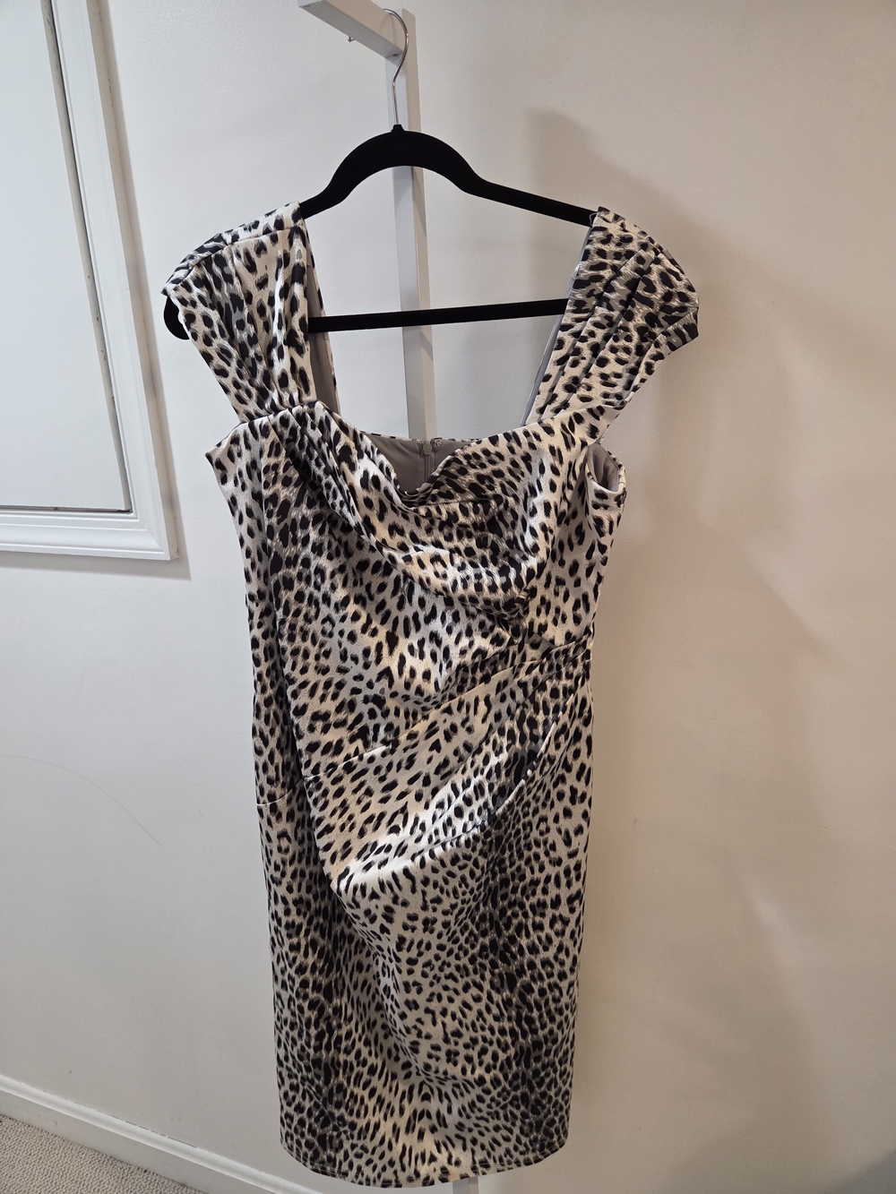 Tadashi Shoji Leopard-Print Midi Dress in White and Black
